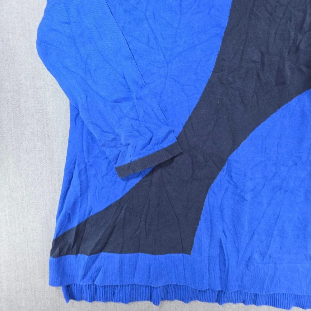 Christopher & Banks Sweater Women Small Blue Colorblock 3/4 Sleeve Cotton